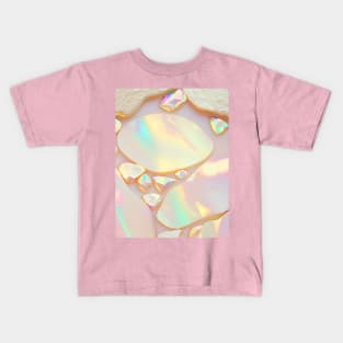 Opal Gemstone Gold Pastel Texture Kids T-Shirt